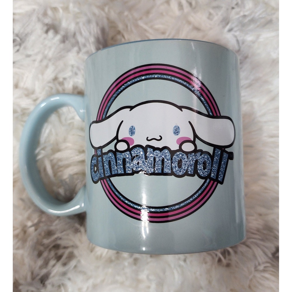 Sanrio Cinnamoroll Blue Glitter Ceramic Coffee Mug 2024 SIL-34783 Kawaii Cup